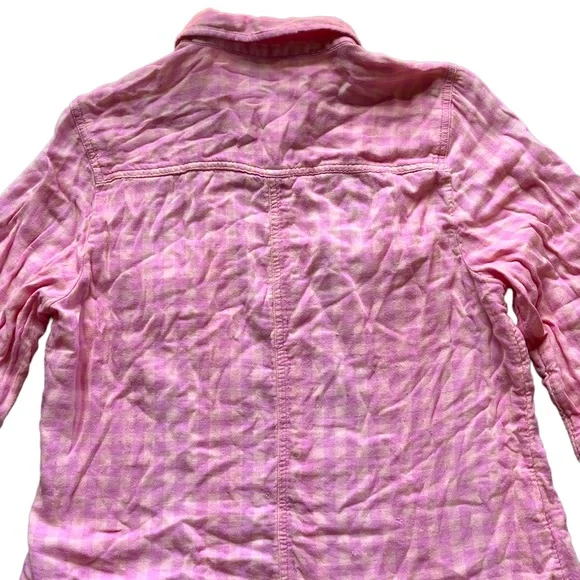 Maurices pink & orange plaid checkered long sleeve button down shirt - Picture 13 of 14